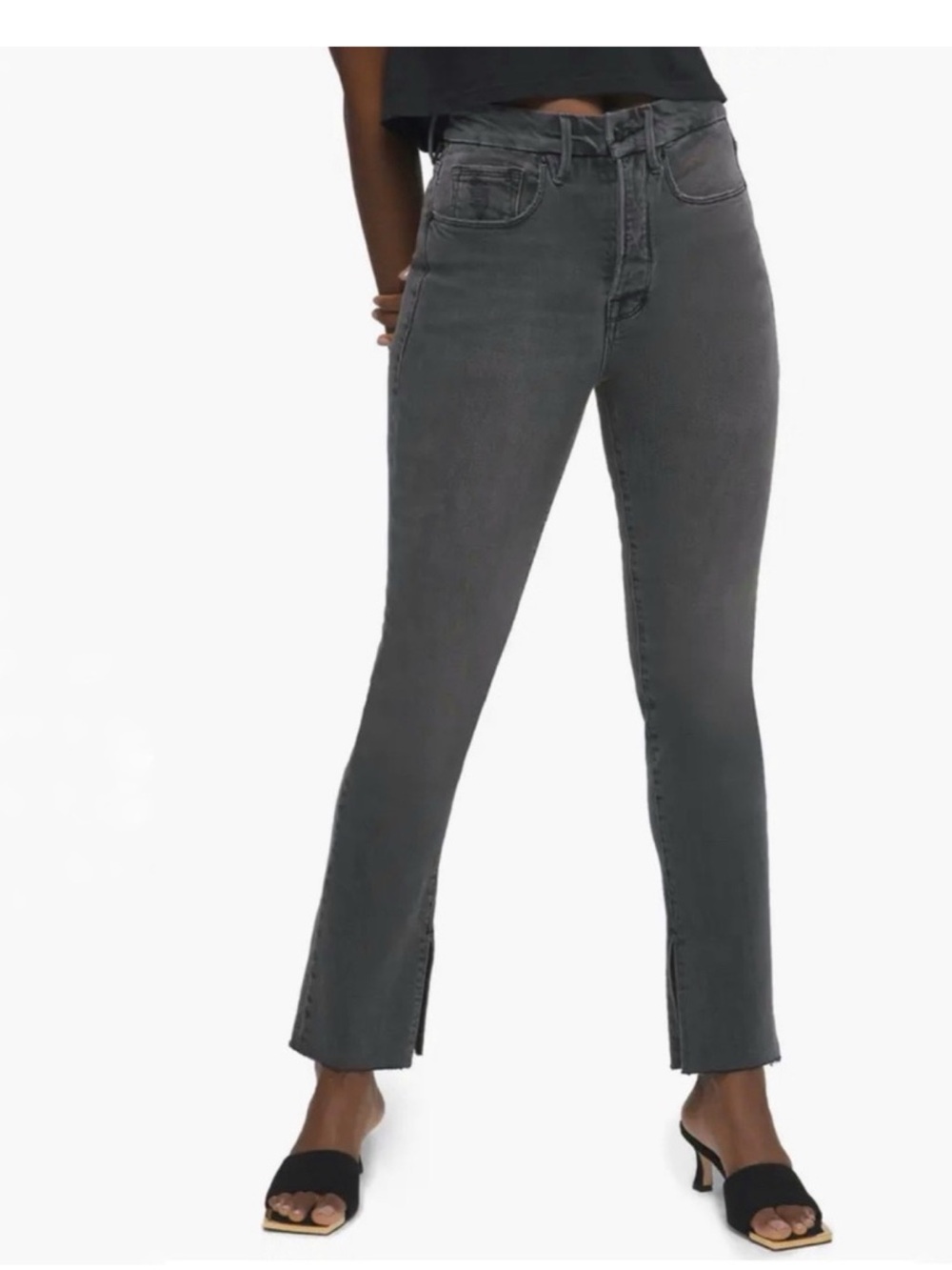 Good American Good Boy High Waist Skinny Jeans Womens Size 2/26 Raw Hem Stretch